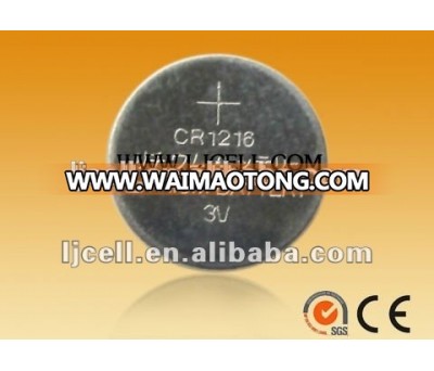 3v Li-MnO2 button cell battery cr1216 for LED light in bulk or card packing