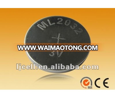 3V battery button cell lithium ML2032 Rechargeable battery